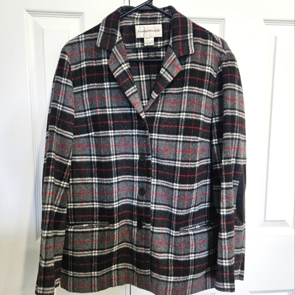 Evan Picone Vintage Women's Wool Plaid Button Up | Size Medium |